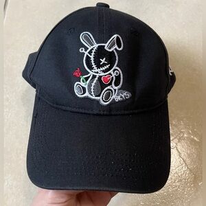 Lucky Charm BKYS Black Bunny Rag Doll With Rose Baseball Hat One Size Cotton